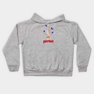 Purrfect - a cute cat in red shoes chasing butterflies Kids Hoodie